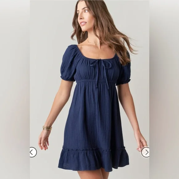 navy blue dress for wedding mother of the groom Ruffle Babydoll Dress | Villari Chic main image 0